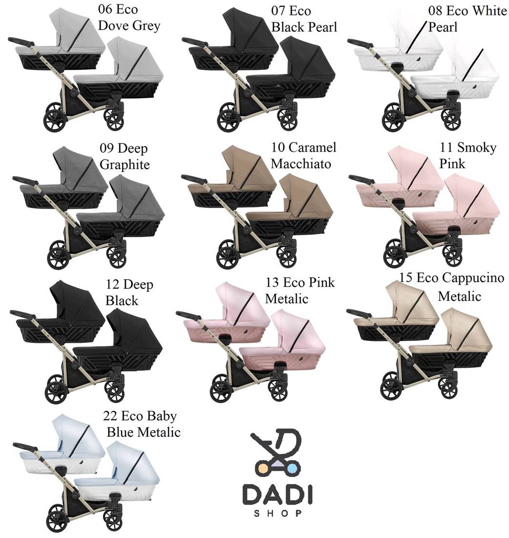 kolorystyka wózek bliźniaczy Kunert Ivento Duo - rama beżowa