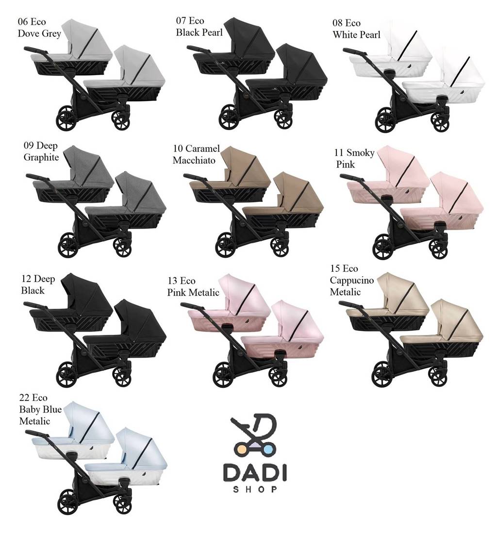 kolorystyka wózek bliźniaczy Kunert Ivento Duo - rama czarna