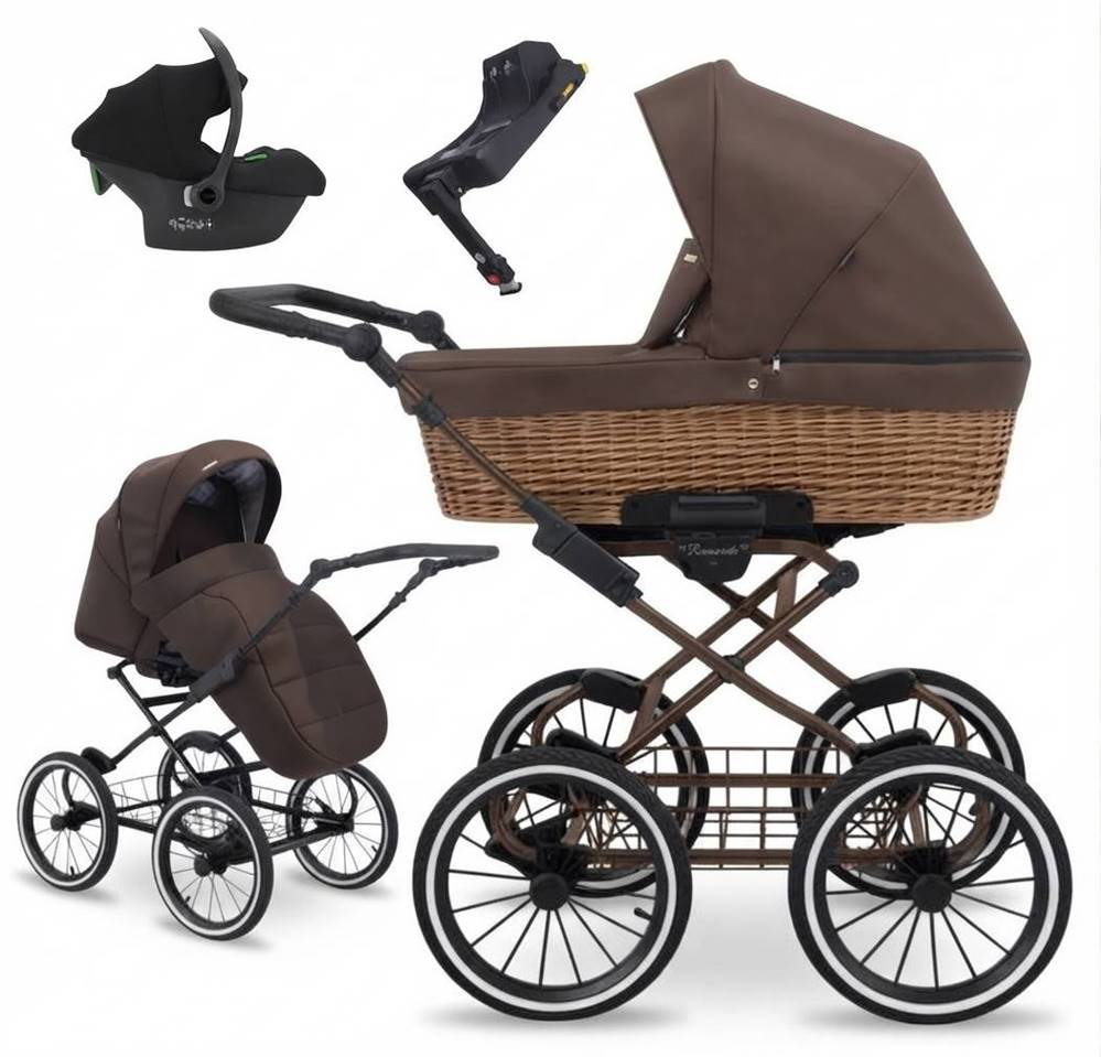 KUNERT Romantic Classic 4w1 Chocolate 17 – gondola, spacerówka, fotelik COSMO i baza Avionaut Dock 2