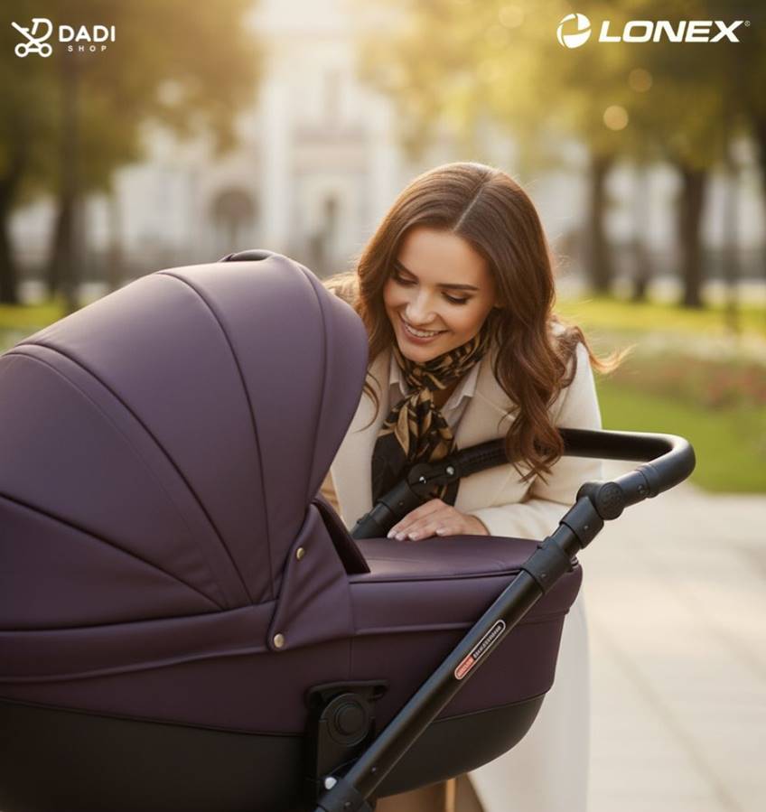 zbliżenie na gondolę w wózku dziecięcym lonex comfort galaxy