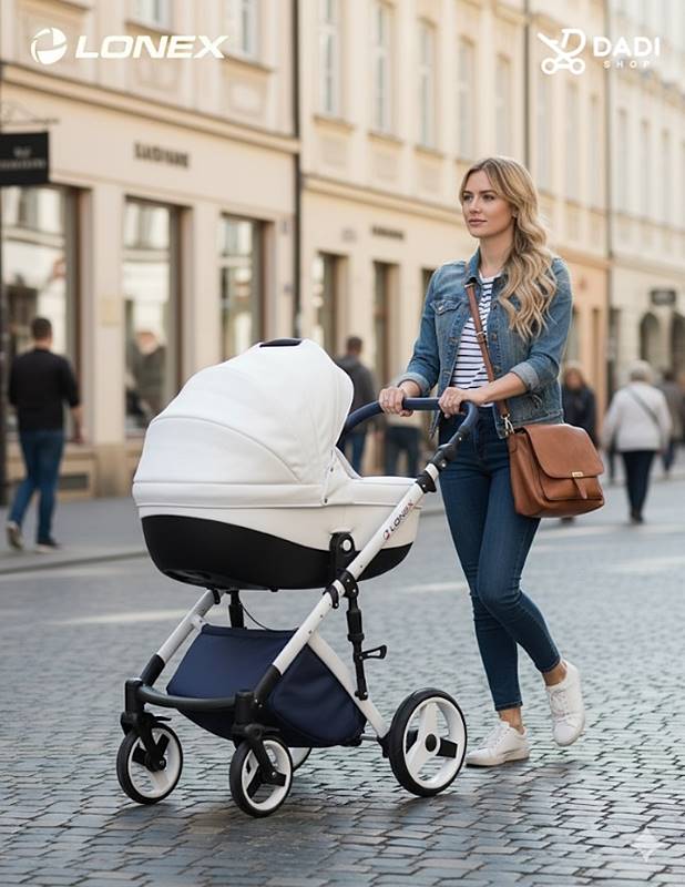 biały wózek dziecięcy -lonex wyprzedaż