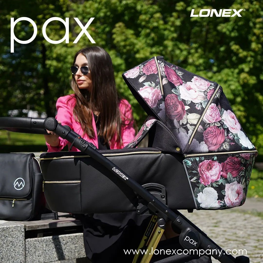 unikatowy wózek Pax Rose Lonex dziecięcy wielofunkcyjny nowoczesny w kwiaty nowość Dadi Shop