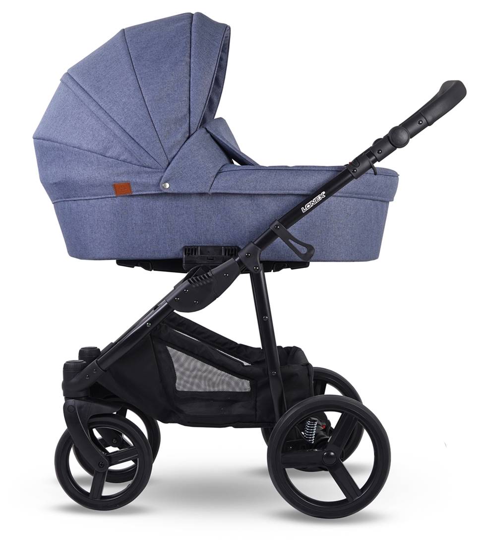 Wózek wielofunkcyjny Lonex Soft 4w1, niebieski – nowoczesny, wygodny i praktyczny model, który rośnie razem z dzieckiem. Dostępny w sklepie Dadi-Shop