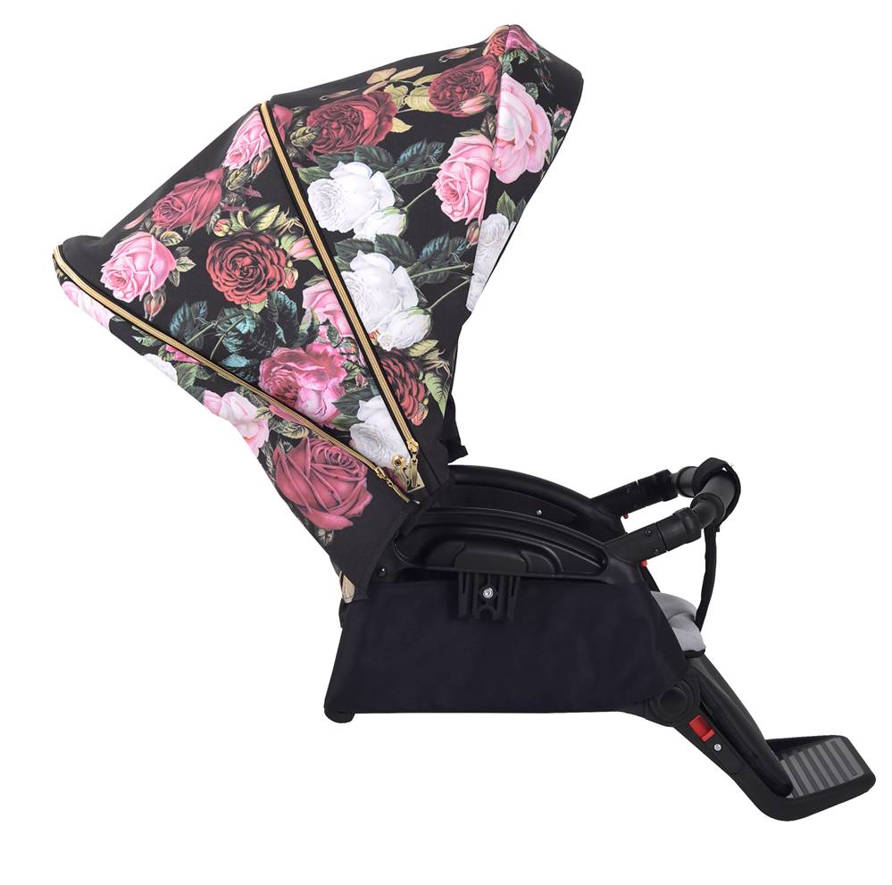 Lonex Sport ROSE spacerówka z łatwo wypinanym siedziskiem – funkcjonalny wózek przód/tył w kwiatowy wzór