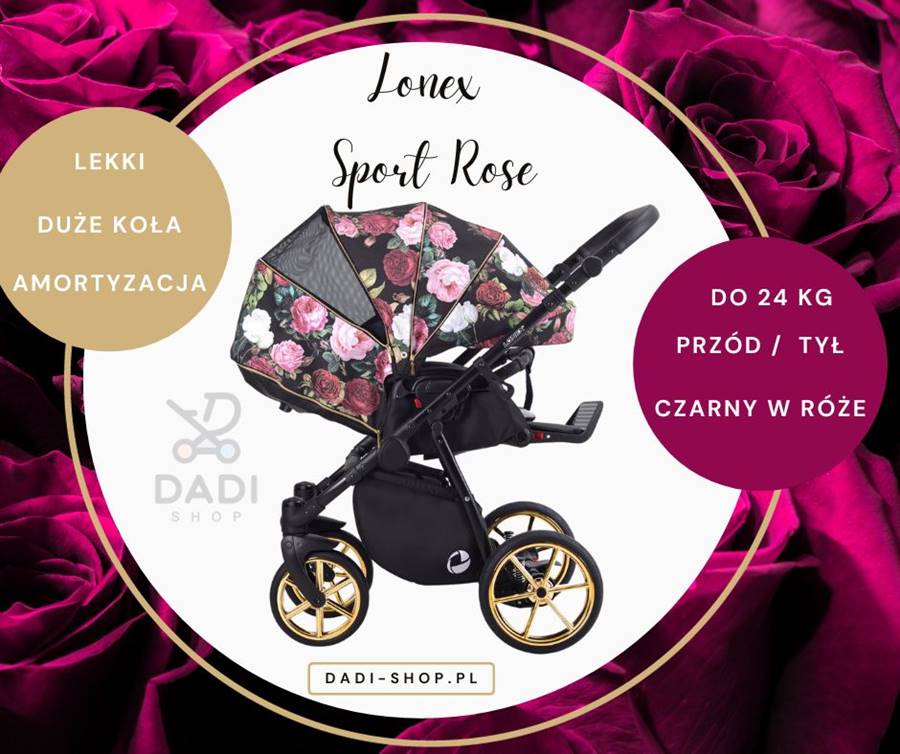 Wózek spacerowy dwukierunkowy Lonex Sport w kolorze Rose, dostępny w sklepie Dadi Shop.