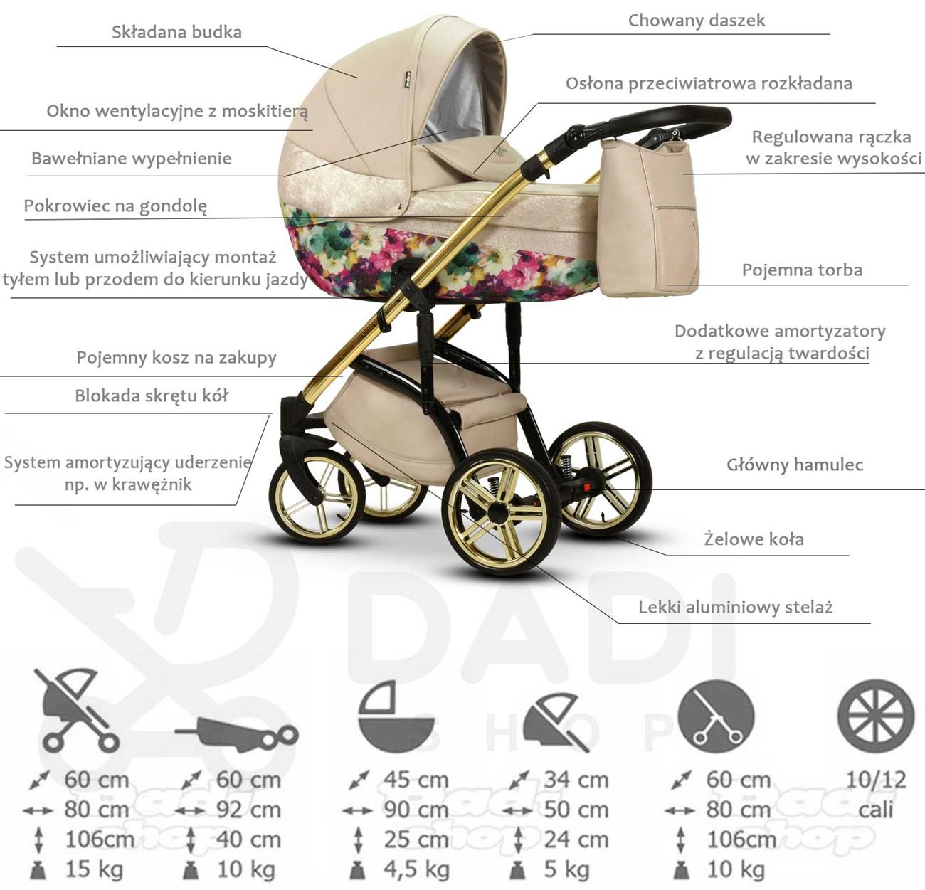 wymiary i funkcje wózka wiejar molokai duo