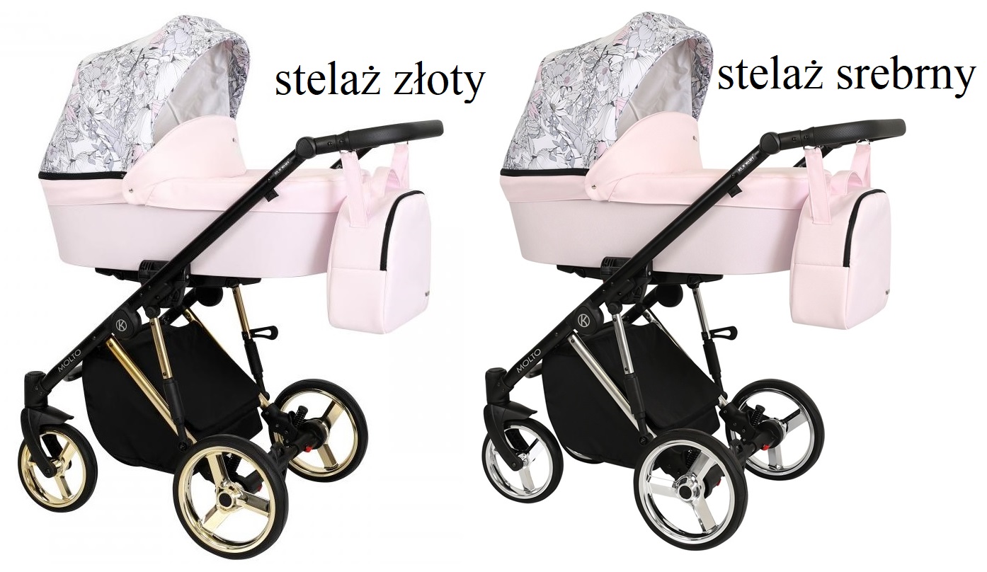 wózek dziecięcy różowy w kwiaty molto premium kunert 01