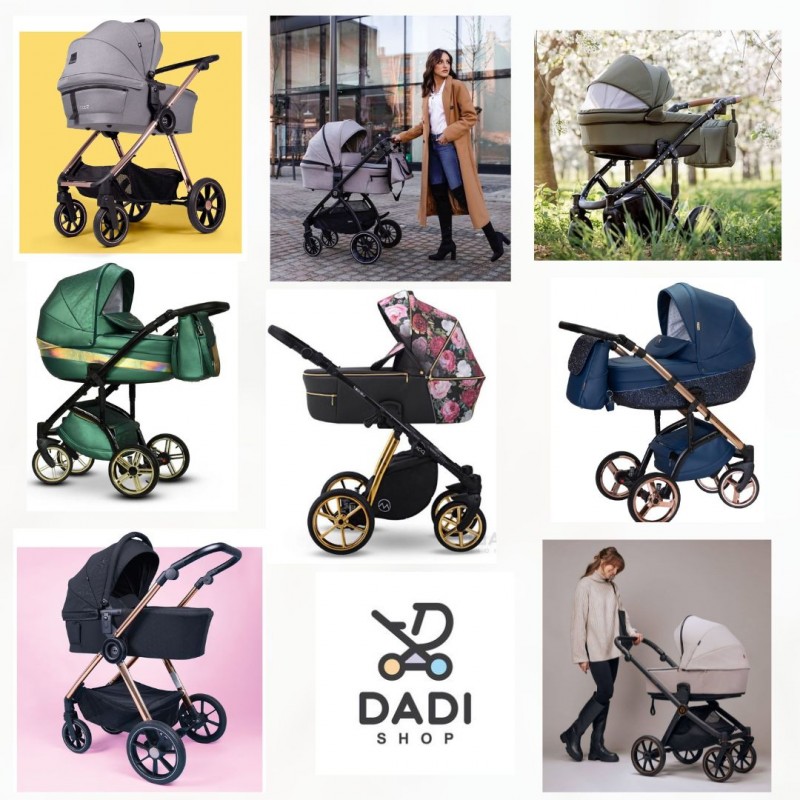 Wyselekcjonowana kolekcja wózków dziecięcych premium w Dadi-Shop. Multimarkowy kolaż prezentujący różnorodność designu i nowoczesne funkcjonalności produktów dla niemowląt.
