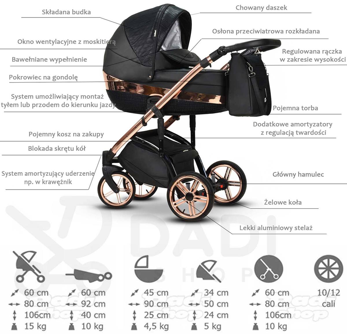 wielofunkcyjny wózek Monte Negro Wiejar opis wózka Dadi Shop