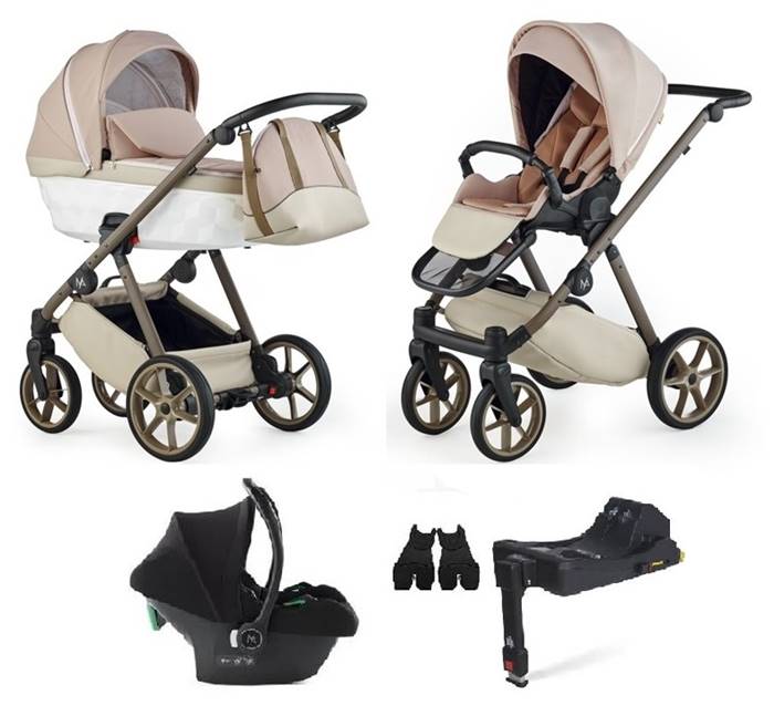 Wózek wielofunkcyjny 4w1 Natoni Abis w kolorze beżowym – gondola i spacerówka, elegancja w wersji beige.