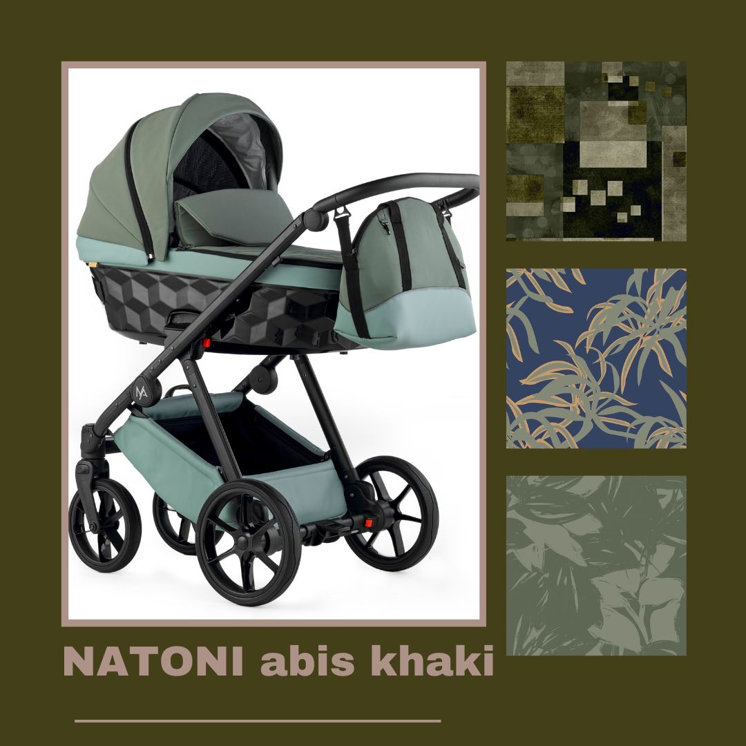 Inspiracje w kolorze khaki – wózek dziecięcy Natoni Abis w wersji 2w1, 3w1 lub 4w1, stylowa propozycja od Natoni Baby, dostępna w sklepie Dadi-Shop.