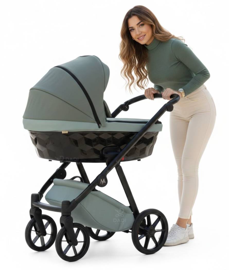 Wózek dziecięcy 3w1 Natoni Abis w kolorze khaki prezentacja studio.