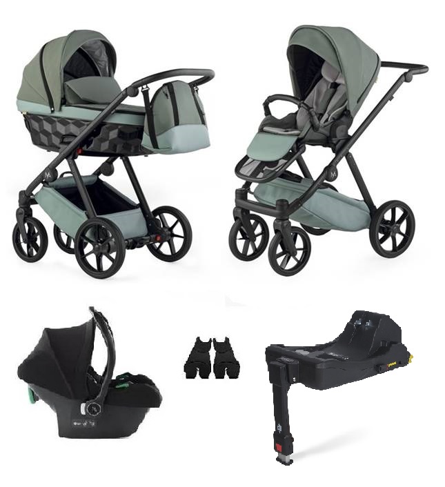 Wózek 4w1 z bazą Isofix Natoni Baby Abis w kolorze khaki – komplet z fotelikiem Cosmo, dostępny w sklepie Dadi-Shop.