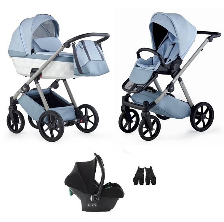 Nowoczesny wózek dla dziecka Natoni Abis zestaw 3 w 1, blue pram travel system