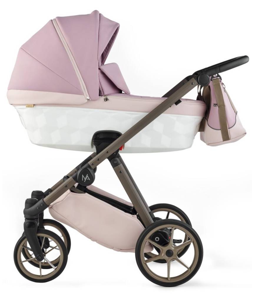 Wózek Natoni Abis 2w1 w kolorze Rose Dust – elegancka gondola w odcieniu jasnego różu, idealna dla maluszka.