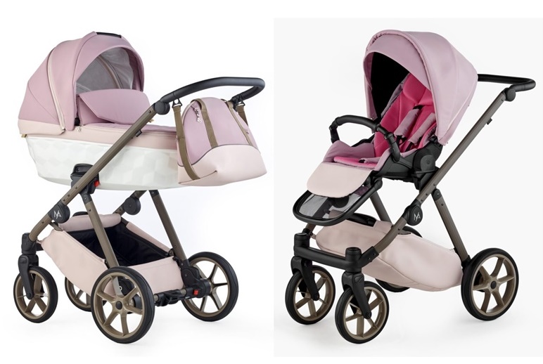 Wózek głęboko-spacerowy 2w1 dla dziewczynki Natoni Baby – gondola i spacerówka w kolorze Rose Dust, dostępny w sklepie Dadi Shop.