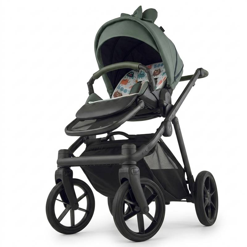 Wózek spacerowy Natoni Joy khaki – widok modelu z siedziskiem skierowanym do przodu