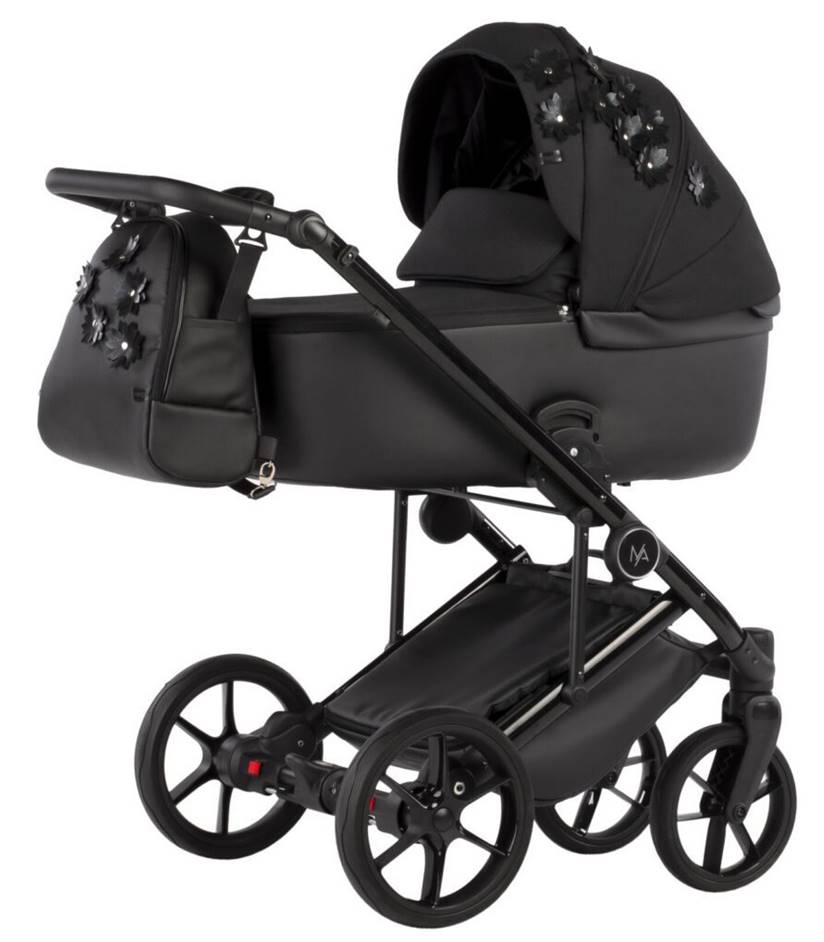 Wózek 3w1 Natoni Vespa Blossom Licorice – czarna gondola w kwiaty, stylowy i funkcjonalny model, dostępny w sklepie Dadi-Shop.