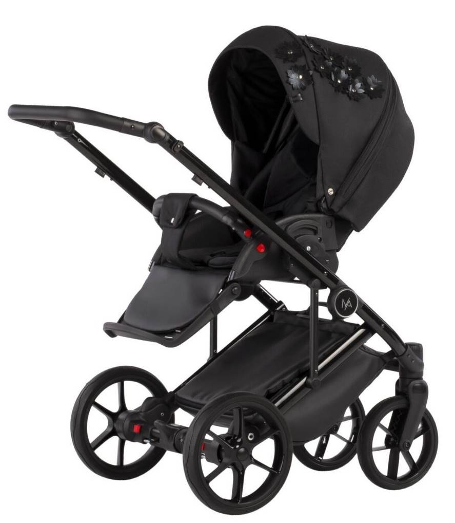 Spacerówka w wózku wielofunkcyjnym Natoni Vespa Licorice - kolor czarny w kwiaty