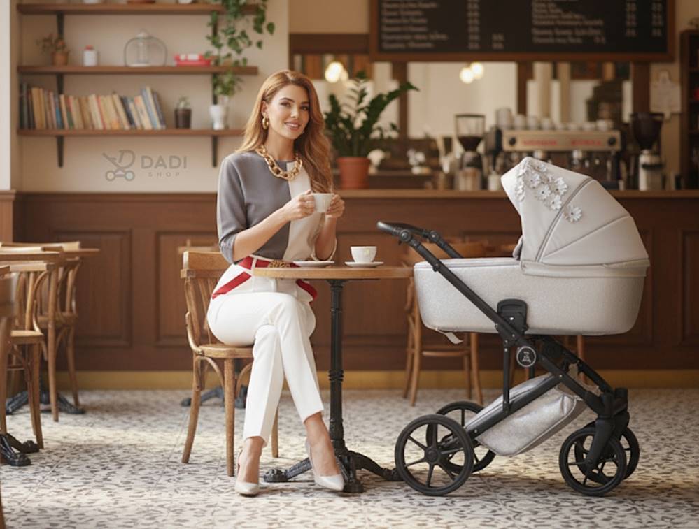 Wózek 2w1 Natoni Vespa Blossom Silver – elegancki i funkcjonalny model dostępny w sklepie Dadi-Shop.