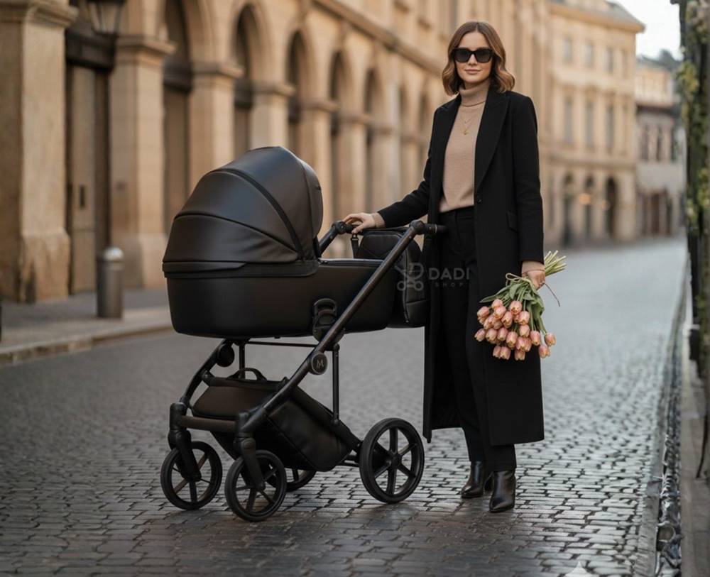 Natoni Vespa Eco All Black – wielofunkcyjny wózek dziecięcy, mama w miejskim stylu. Dadi-shop