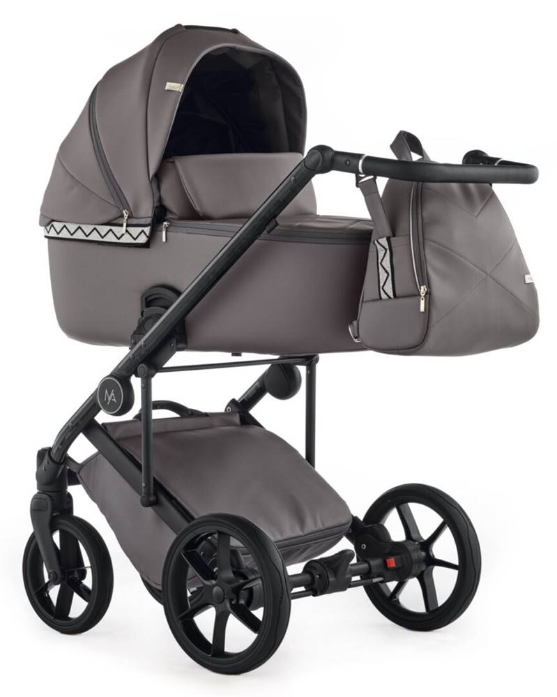 Wielofunkcyjny wózek dziecięcy Natoni Vespa Eco Ash w kolorze szarym – widok z boku na gondolę, prezentacja produktu dla sklepu Dadi-Shop.