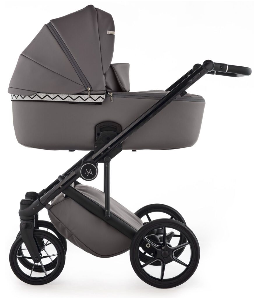 Wózek 3w1 Natoni Vespa Eco Ash w kolorze szaro-grafitowym, ujęcie z profilu – elegancki model dostępny w sklepie online Dadi-Shop.