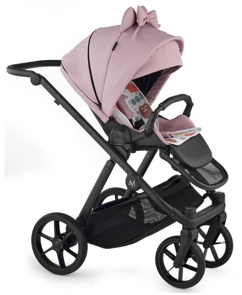 Natoni Baby Joy New – wózek spacerowy w pudrowym różu Coral Blush, widok z boku, dostępny online w sklepie Dadi-Shop.
