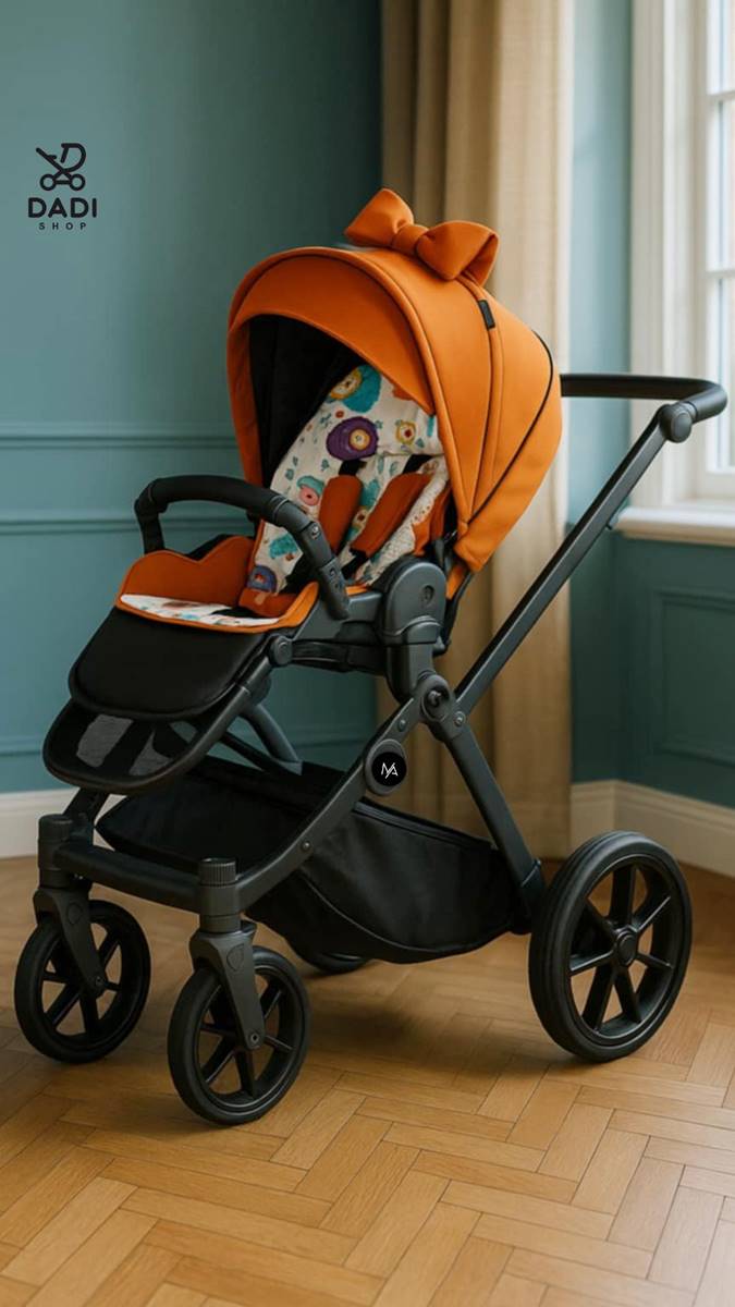 Spacerówka dwukierunkowa Natoni Joy New dla dziewczynki do 22 kg w kolorze foxy z uszkami myszki, widok z przodu i tyłu, dostępna w sklepie Dadi Shop.