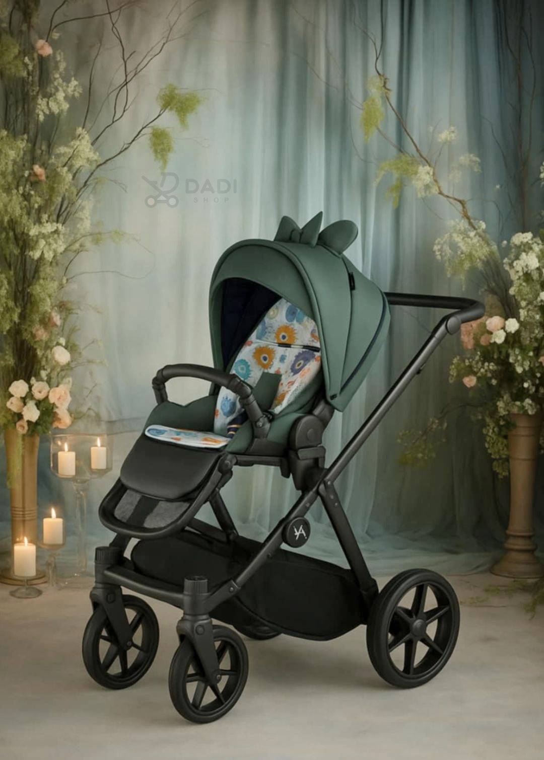 Wózek spacerowy do 22 kg Natoni Joy New khaki – lekki, składany model z uszkami