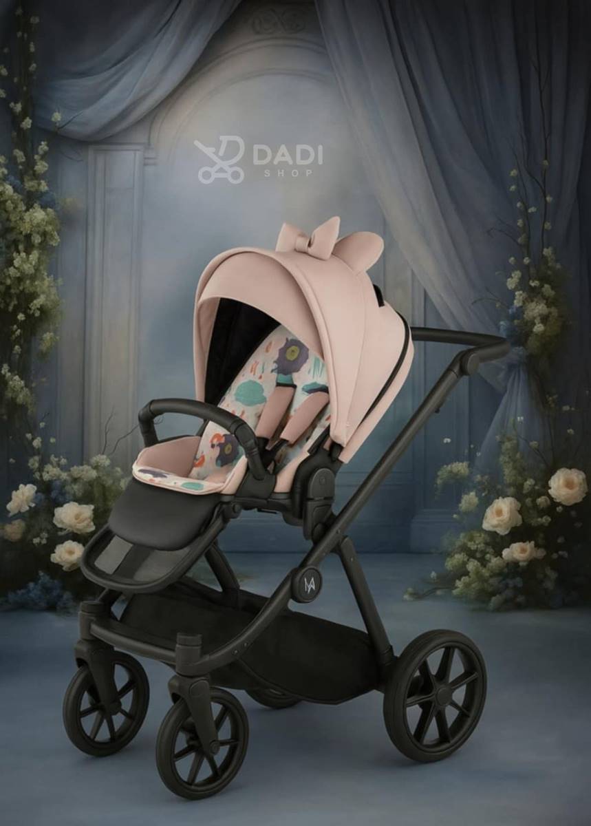 Wózek spacerowy Natoni Joy New w odcieniu Latte z uroczym designem i uszkami myszki, dostępny w sklepie online Dadi Shop.