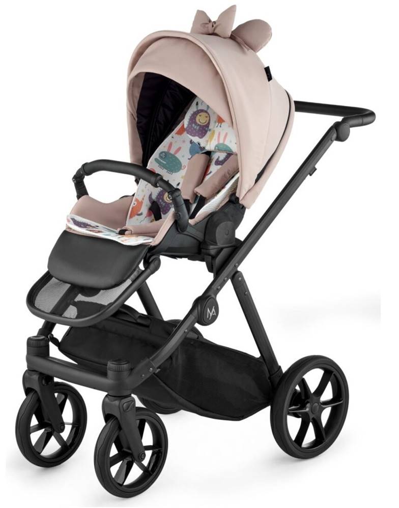 Wózek spacerowy Natoni Joy New w jasnym beżowym kolorze Lattel z uszkami myszki, przeznaczony dla dzieci do 22 kg, dostępny w sklepie Dadi Shop.