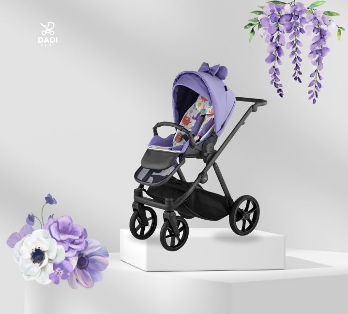 Designerska spacerówka Joy New -  Natoni Veri Peri dla dziewczynki w modnym fioletowym kolorze (wrzos), z możliwością ustawienia siedziska przodem lub tyłem do kierunku jazdy, dostępna w sklepie Dadi Shop.