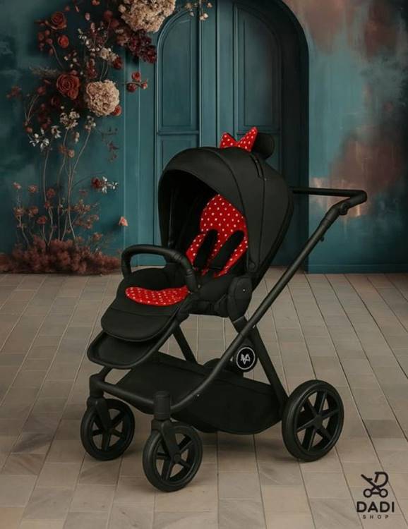 Śliczna spacerówka Joy New od Natoni Baby do 22 kg – wzór Myszki Mickey z kokardką, przekładane siedzisko, idealna dla dziewczynki, Dadi-Shop.