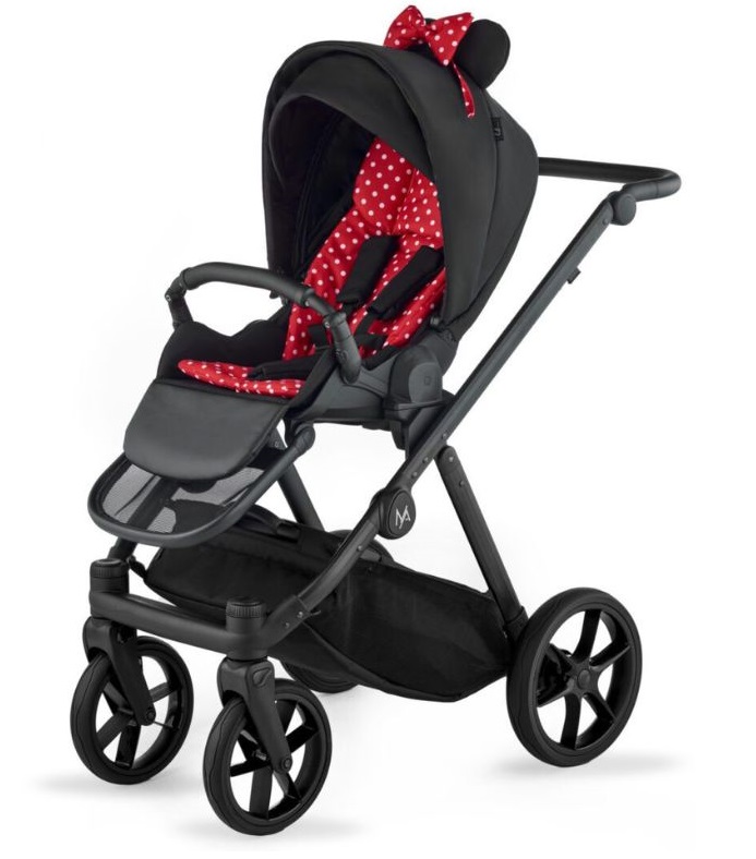 Wózek spacerowy Natoni Joy New Black Mickey – modna czarna spacerówka z uszkami, kompletny zestaw akcesoriów, dostępna w sklepie online Dadi-Shop.