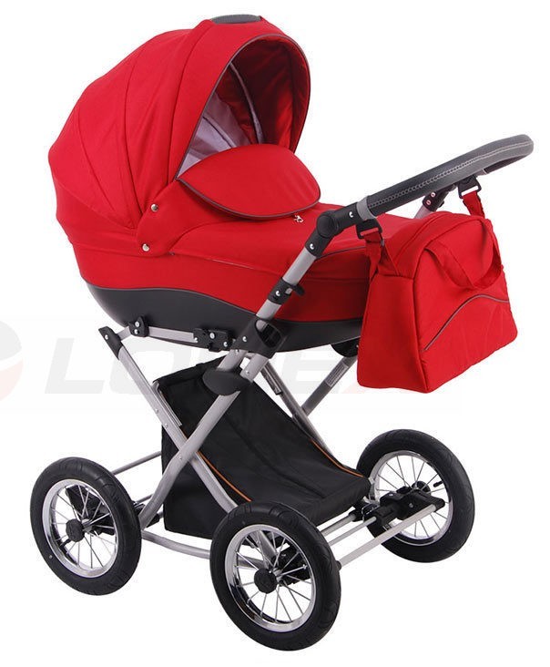 czerwony wózek dla dziecka retro klasyka lonex