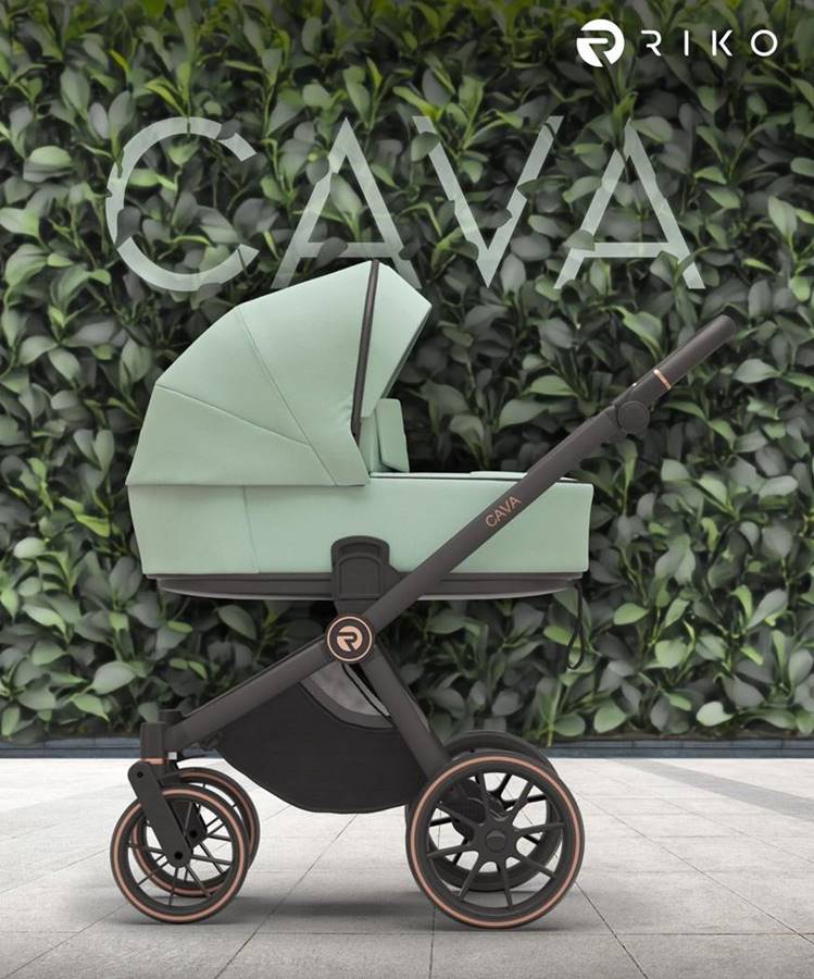 Wózek 2w1 Riko Cava w miętowej zieleni Sage – nowoczesny design, funkcjonalność i komfort dla Ciebie i Twojego malucha.