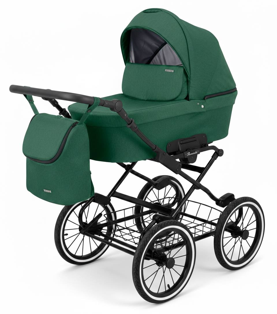 Kunert Romantic wózek dziecięcy 3w1 – gondola butelkowa zieleń, zdjęcie studyjne