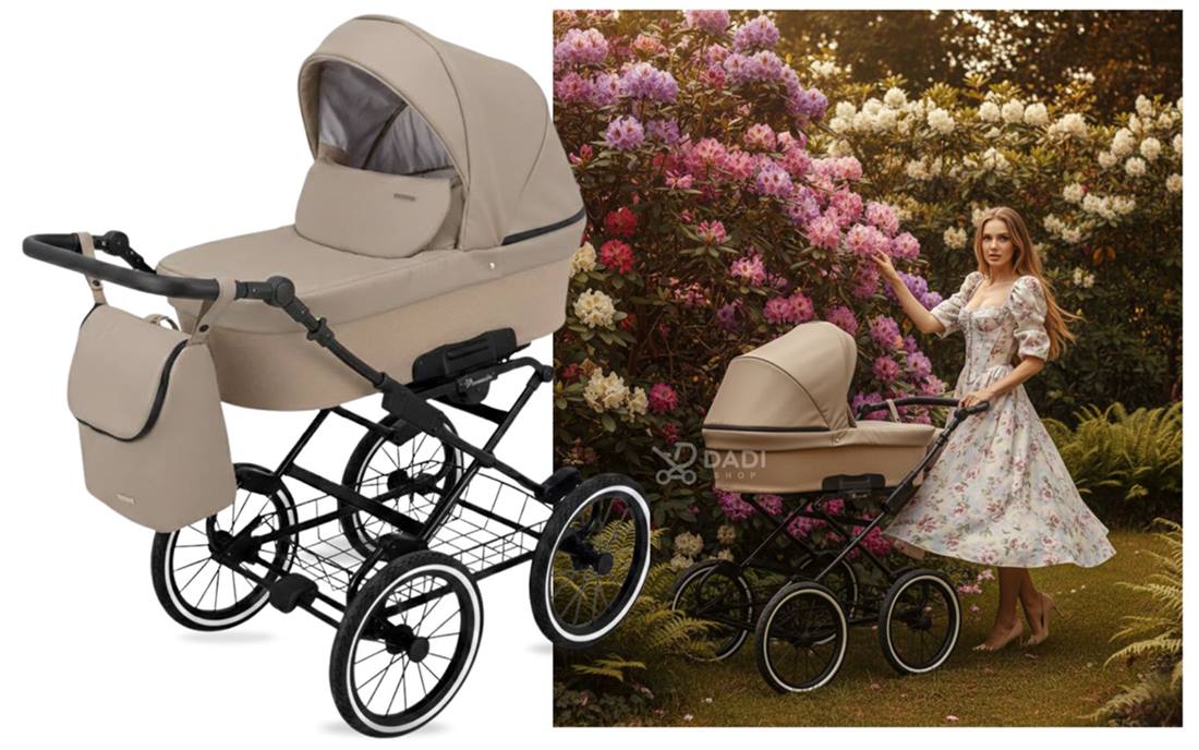 Kunert Romantic- wózek na klasycznych dużych kołach, sesja lifestyle.
