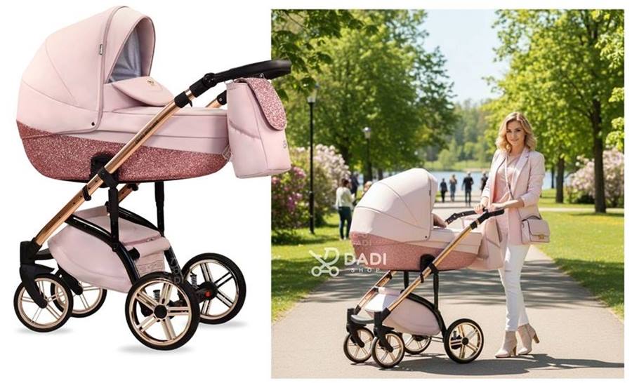 Wiejar Rose Exclusive 2w1 – wózek dla dziewczynki w plenerowej sesji z mamą.