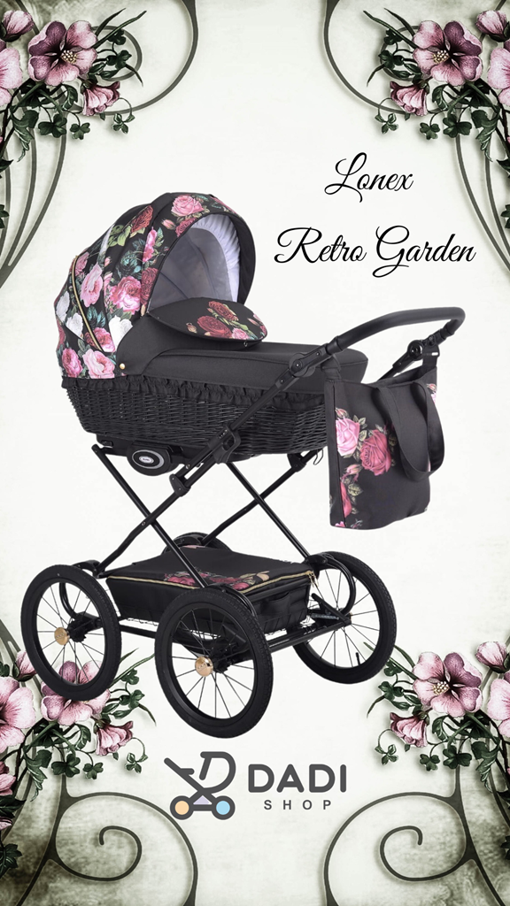 Lonex Retro garden w kwiaty wózek klasyczny floral baby pram flowers