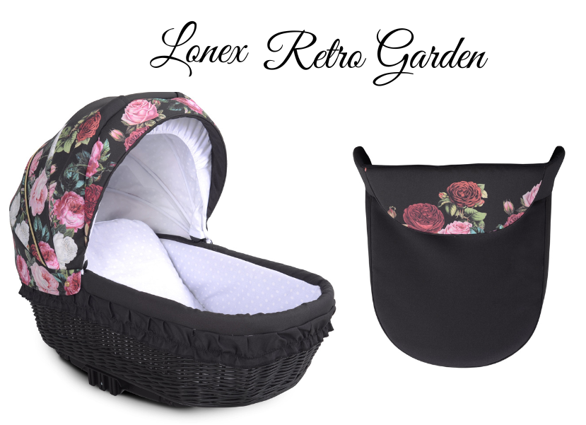 gondola wózka dla dziecka lonex retro garden kwiatowy wzór okrycie na nóżki