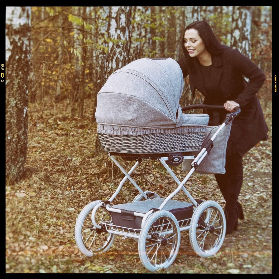 wozek klasyczny szary srebrny wózek retro lonex garden grey pram for baby