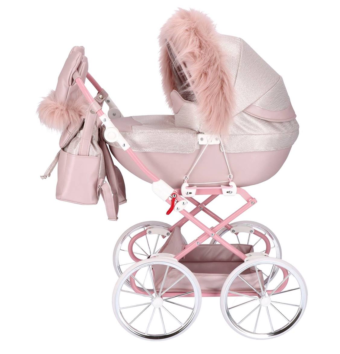 Jasnoróżowe futerko JUNAMA | TAKO Baby na wózku Dolce Mini – elegancki dodatek i miękki akcent do zabawy.