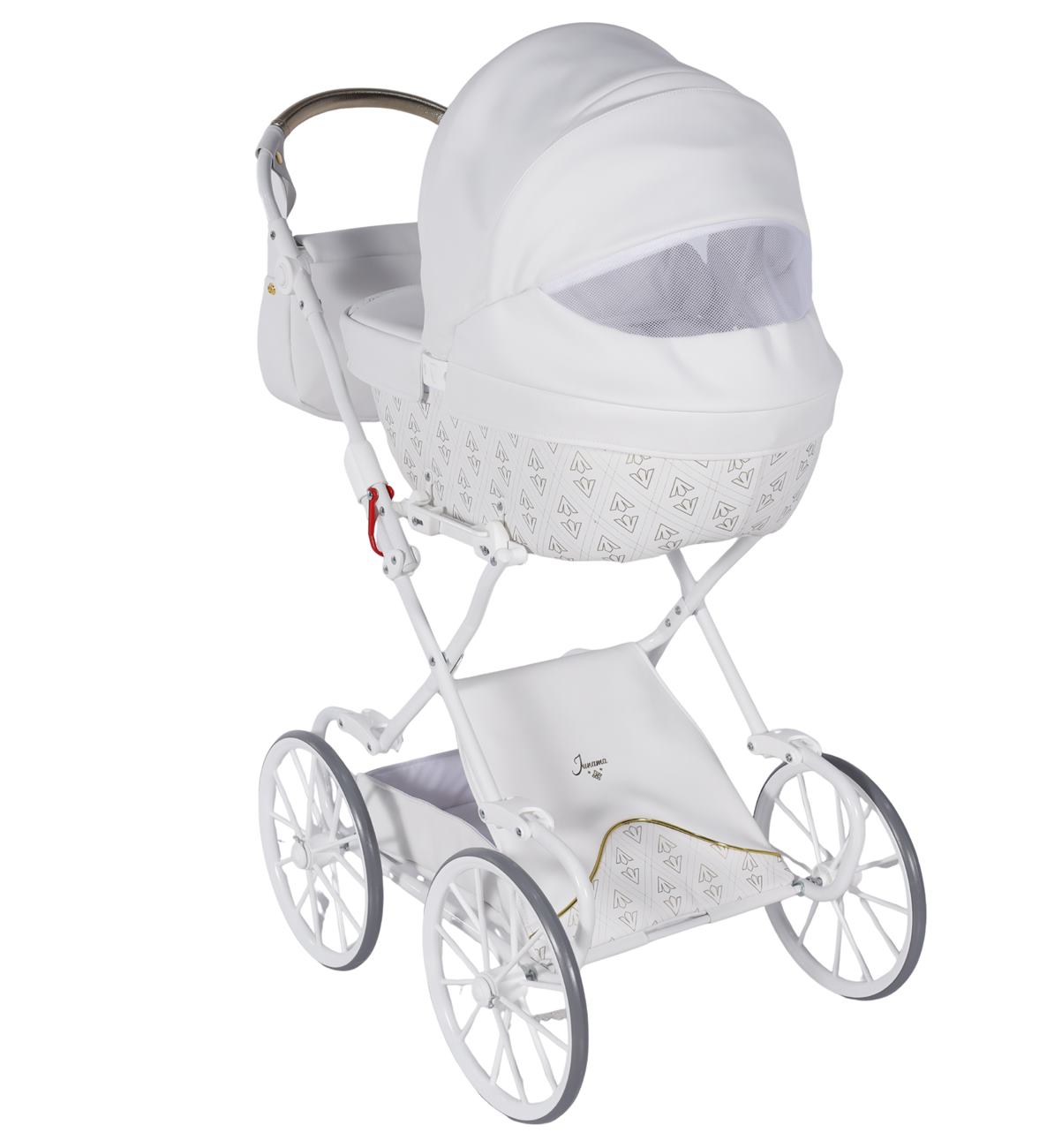 Przestronna gondola  z wentylacją wózka Junama Art Deco Mini z miękkim materacykiem i regulowaną budką