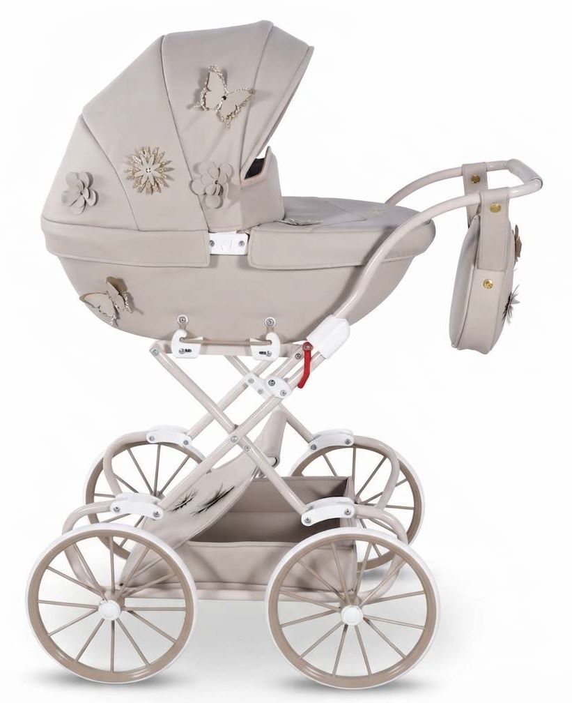 wózek dla lalek Junama Mini Fleur Beige – widok z boku