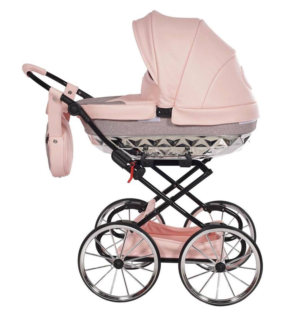 Junama HandCraft Mini Glitter 01 – różowa przestronna gondola dla lalek i pluszaków. Dadi-shop