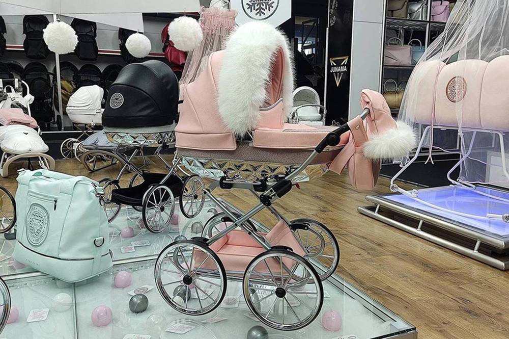 luksusowe akcesoria do wózka junama dla lalek hand craft mini glitter