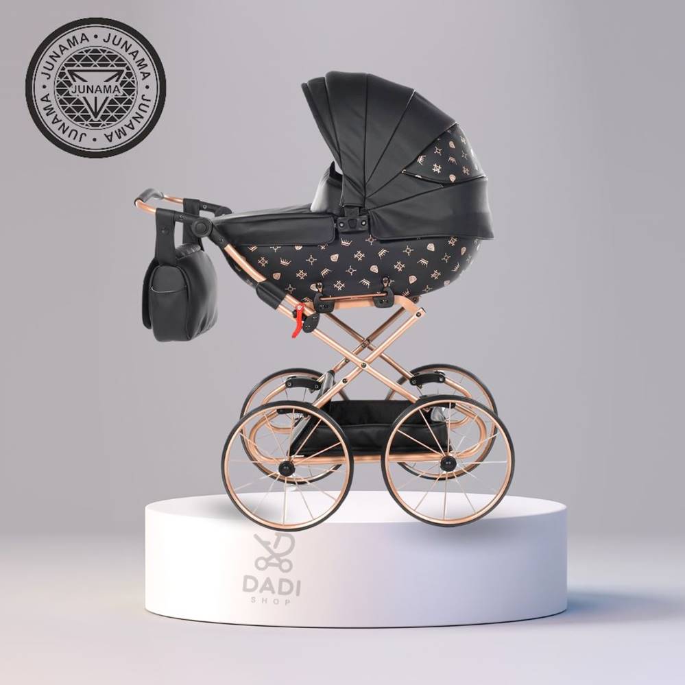 Gondola wózka dla lalek TAKO Imperial Mini Classic Laret w stylu retro, czarna, elegancka i stylowa