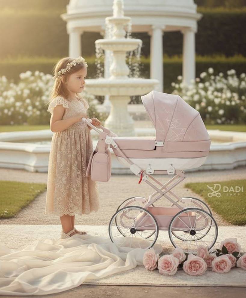 Stylowy wózek Junama Heart Mini z głęboką gondolą, doskonały prezent dla małej mamusi, dadi-shop